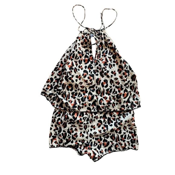 URBAN OUTFITTERS x Romper Short Sexy Animal Print Ruffled Size M - Picture 1 of 6